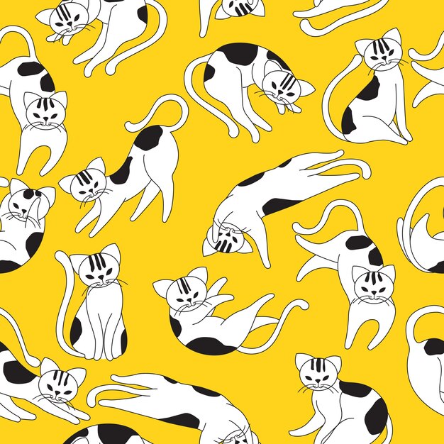 Vector cat seamless pattern