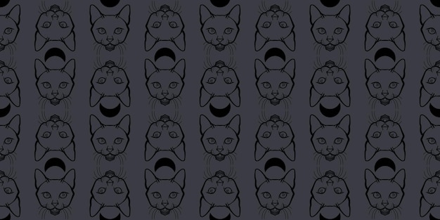 Vector cat seamless repeat pattern halloween vector background