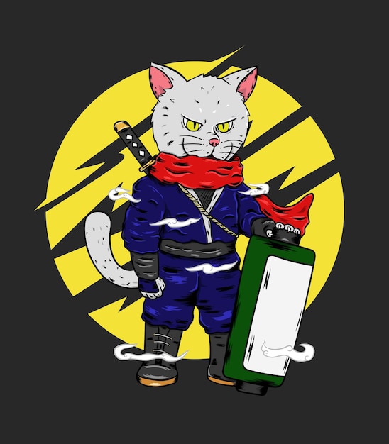 Vector cat shinobi ninja vector design