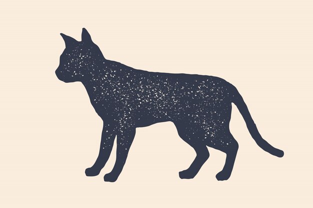 Vector cat, silhouette. concept  of home animals
