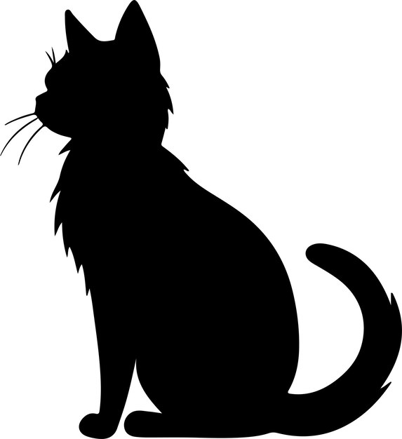 Vector cat silhouette illustration vector white background