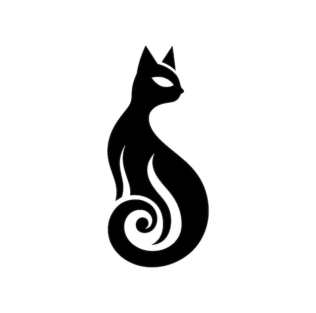 Illustrazione vettoriale del disegno del logo della silhouette del gatto