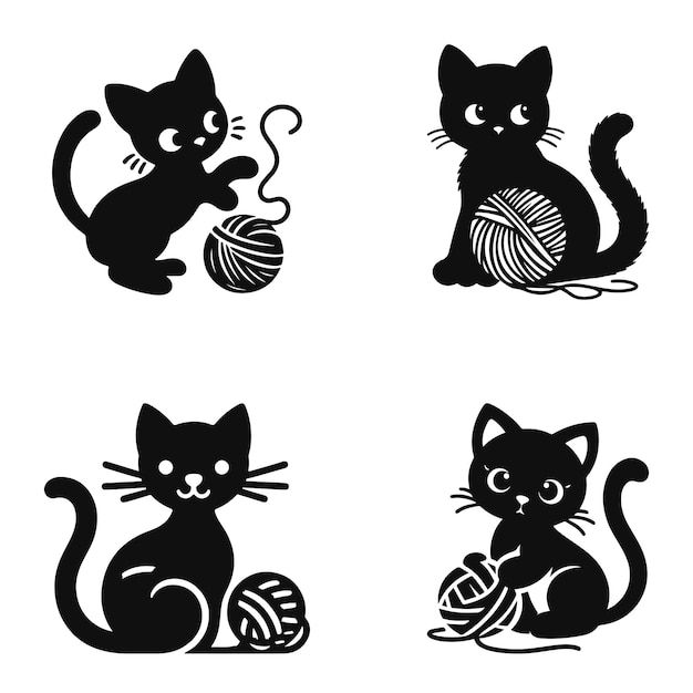 Vector cat silhouette set