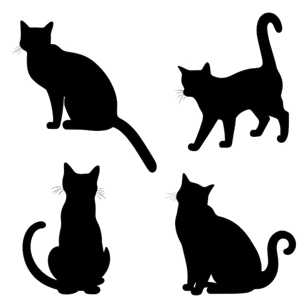 Cat silhouette symbool icoon set Vector illustratie