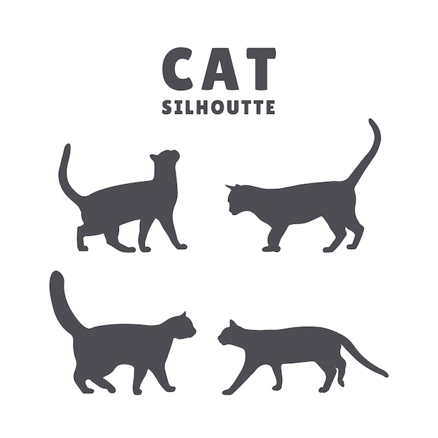 Cat silhouette vector illustration flat design with cats