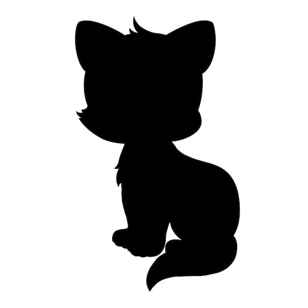 Cat silhouette vector isolated on white background animal coloring book for kids