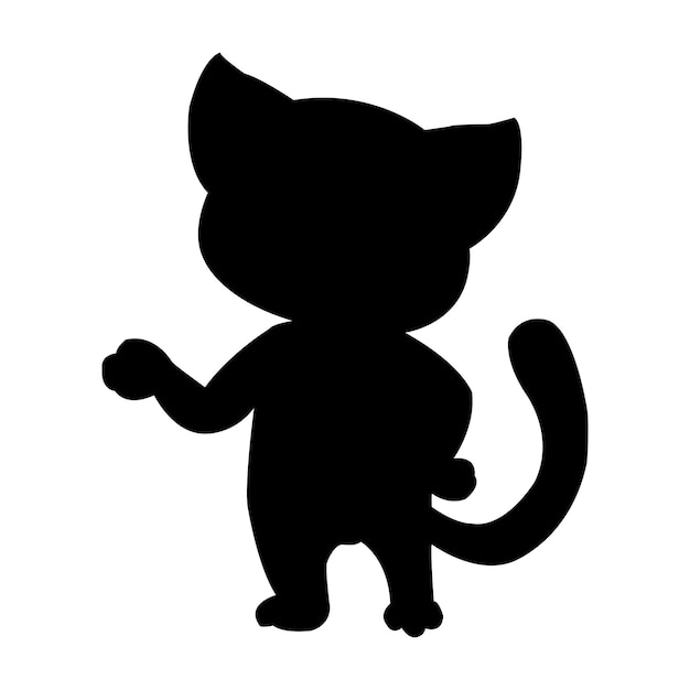 Cat silhouette vector isolated on white background animal coloring book for kids