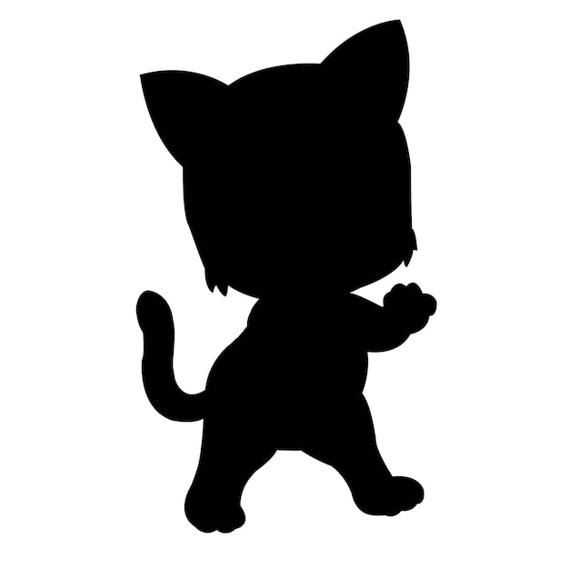 Cat silhouette vector isolated on white background animal coloring book for kids