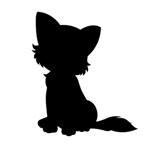 Cat silhouette vector isolated on white background animal coloring book for kids