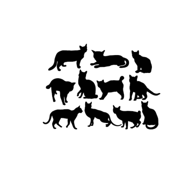 Cat silhouettes art vector design