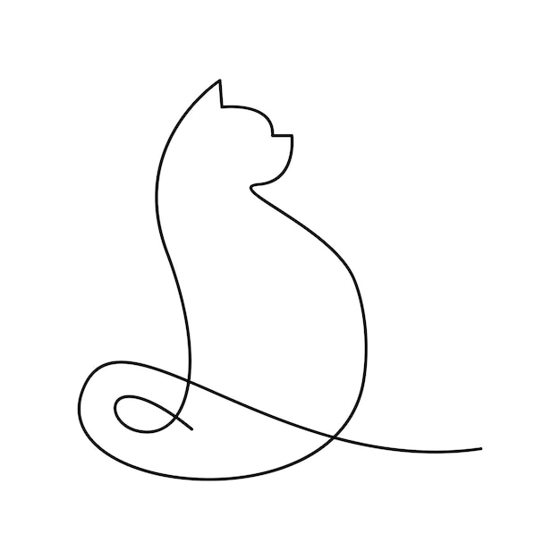 Cat single Line logo icon design illustration