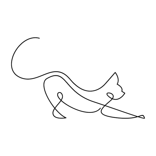 Cat single line logo icon design illustration