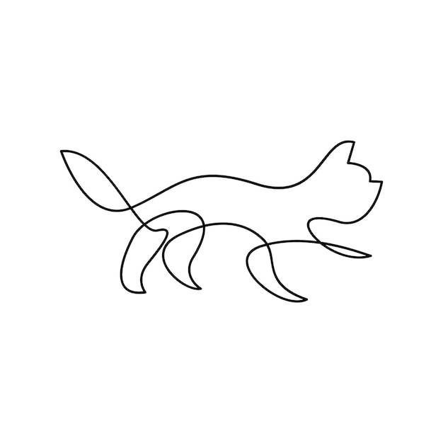 Cat single Line logo icon design illustration