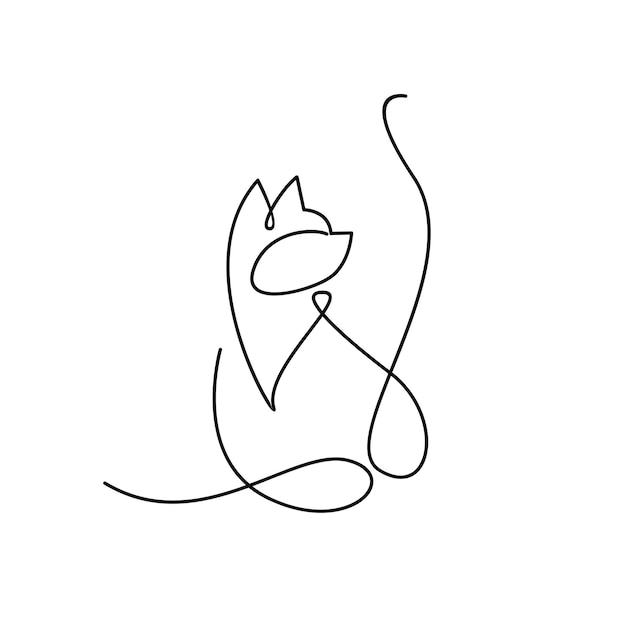 Vector cat single line logo icon design illustration