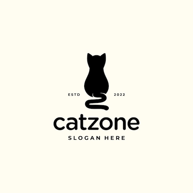 Cat sit animal logo design ispirazione