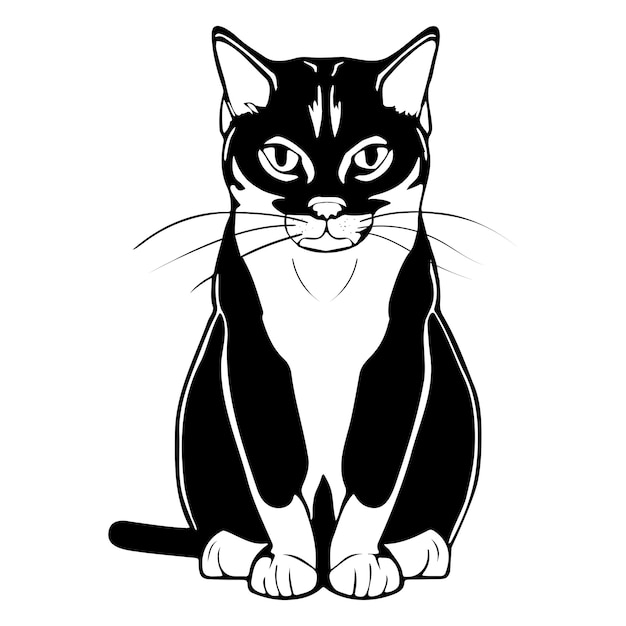 Cat sitting Front view vector illustration