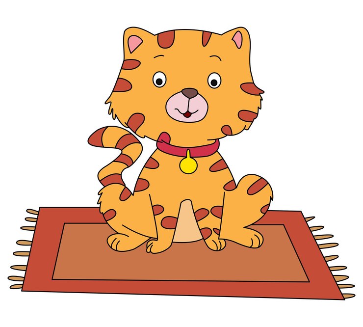 Vector cat sitting on mat isolated on a white background