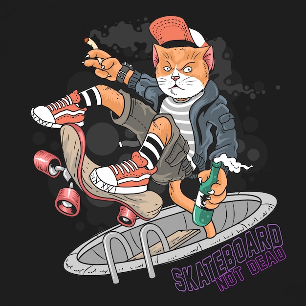 Cat Skateboard pop punk