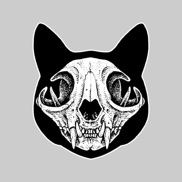 Vector cat skull cat silhouette vector illustration art