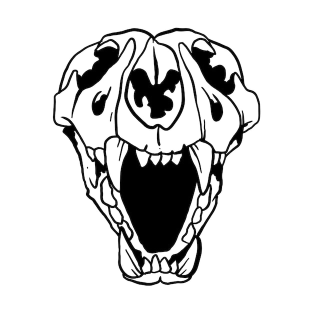 Vector cat skull illustration coloring page