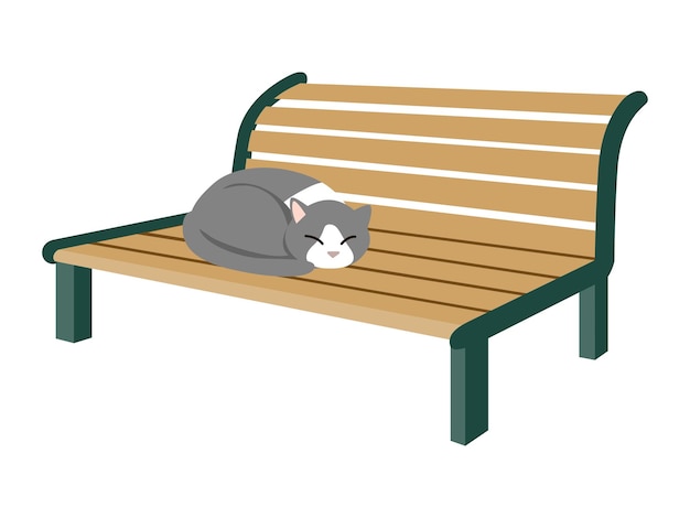 Cat sleeping curled up on a bench