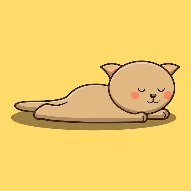 Gatto che dorme bene simpatico cartone animato vettore illustrazione animale animale kawaii