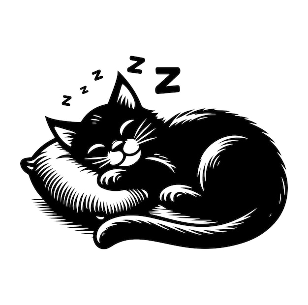 A Cat Sleeping with pillow vector