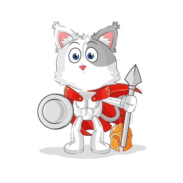 Cat spartan character cartoon mascot vector