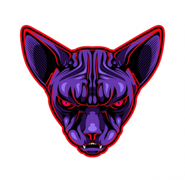 Cat sphynx Head mascot logo