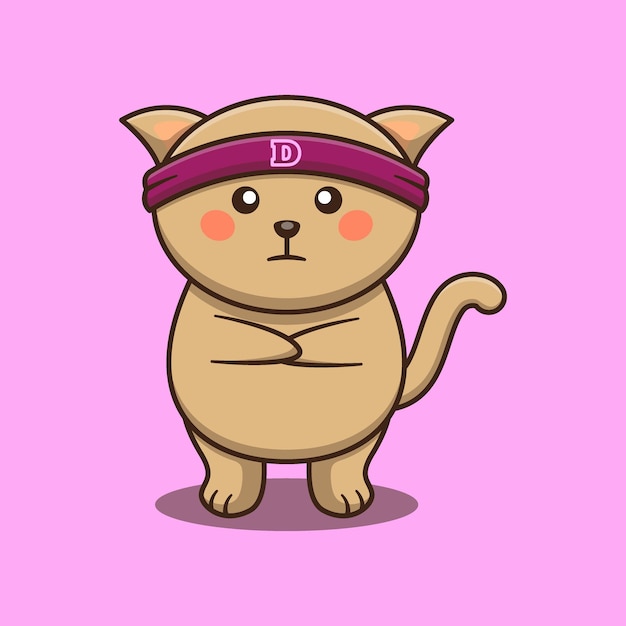 Cat standing use headband cute cartoon vector animal illustration kawaii animal