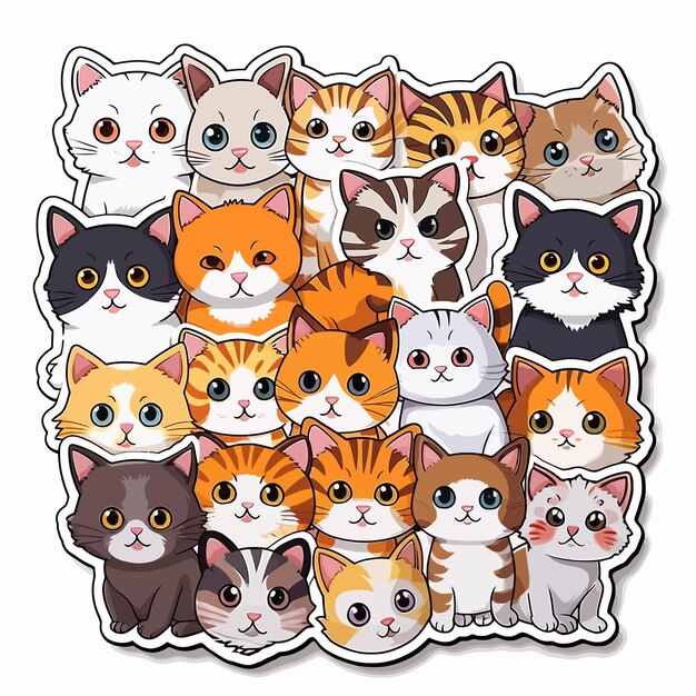 Cute Cat Stickers Cats With Food Cat Stickers Stickers With Cats Cute Cat  Stickers Cat Sticker Bundle Cat Sticker Collection 