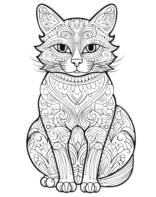 Cat in the style of one line work