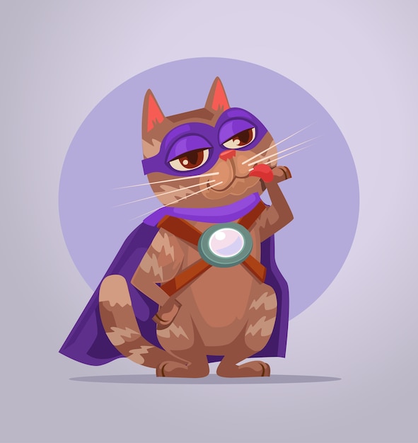 Cat superhero character cartoon illustration