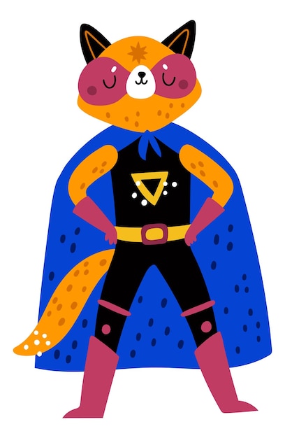 Cat in superhero outfit pretty female animal character