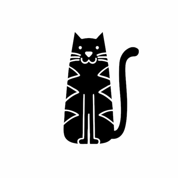Кошка символ логотип наклейка дизайн племенных татуировок трафарет векторные иллюстрации