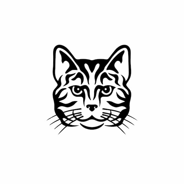 Cat Symbol Logo Tribal Tattoo Design Stencil Vector Illustration