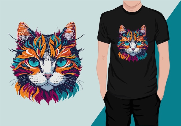 Cat t shirt design art vector abstract