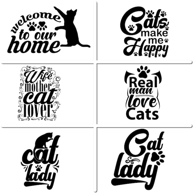 Vector cat t-shirt design bundle