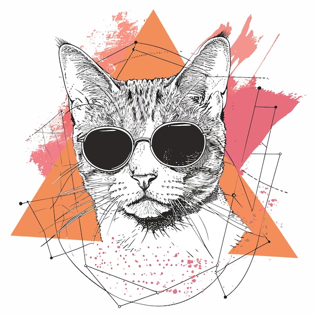 Vettore disegno della maglietta del gatto