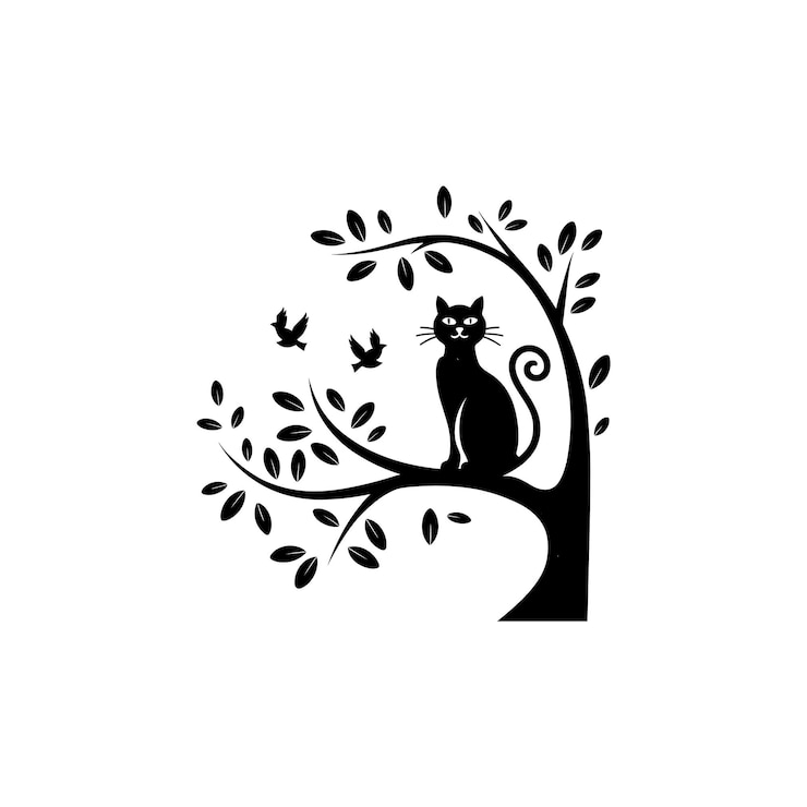 Vector cat in a tree