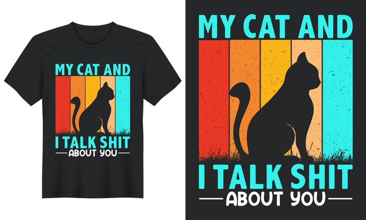 고양이 티셔츠 디자인 My Cat And I Talk About You 고양이 티셔츠 디자인