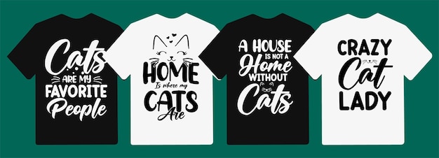 猫のタイポグラフィのレタリングは、Tシャツのデザインバンドルを引用しています