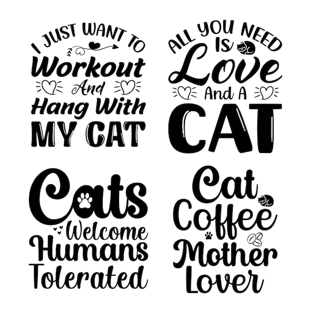 Cat typography lettering quotes t shirt design bundles