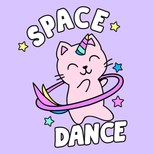 CAT UNICORN DANCING IN THE SPACE