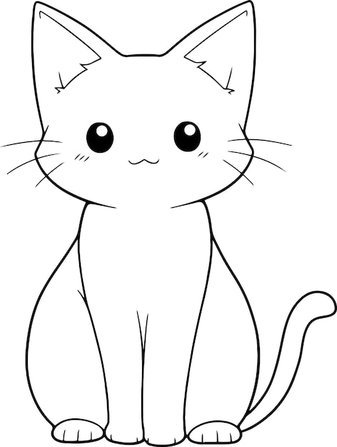 Cat vector illustration Black and white Cat coloring book or page for children