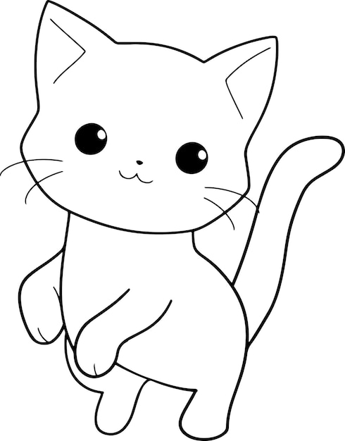 Cat vector illustration Black and white Cat coloring book or page for children