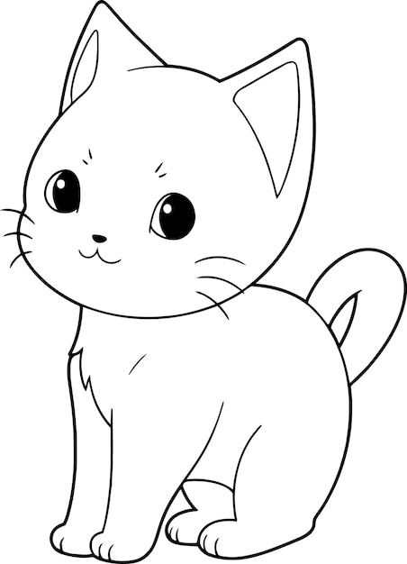 Vector cat vector illustration black and white cat coloring book or page for children