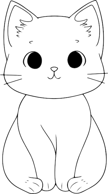 Cat vector illustration black and white cat coloring book or page for children