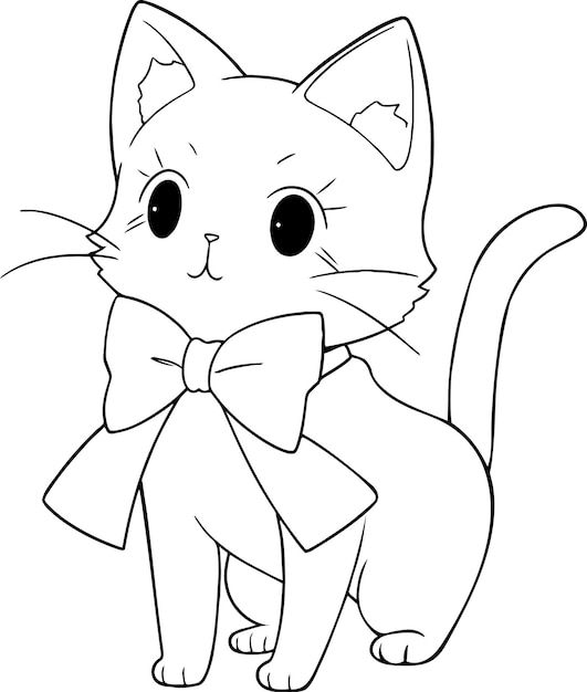 Cat vector illustration Black and white Cat coloring book or page for children