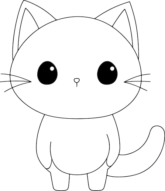 Vector cat vector illustration black and white cat coloring book or page for children